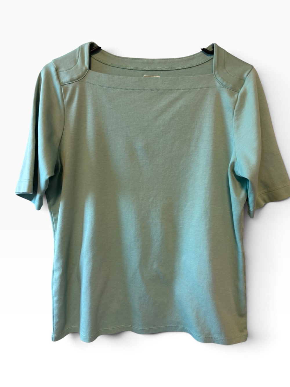 L.L. Bean Short Sleeve Square Neck Top in Sage
